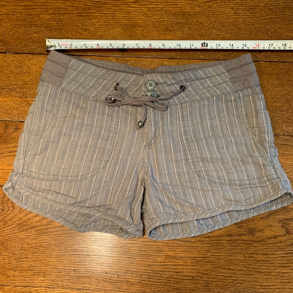 Prana Vinia Hemp Striped Gray Women's Shorts